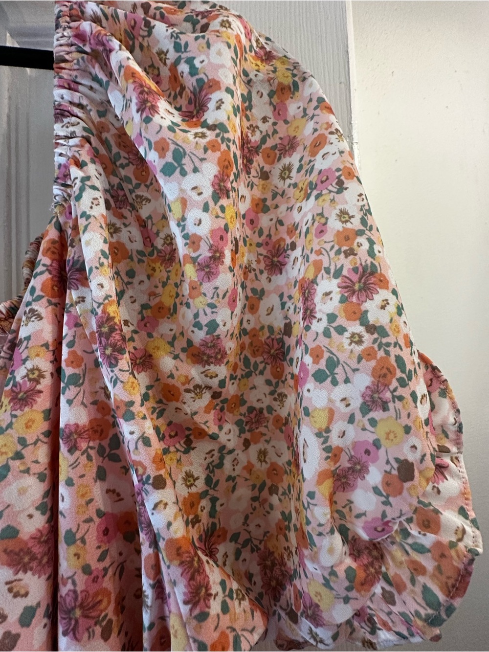 ARULA Peach Floral Ruffle Midi Dress - Picture 3 of 4